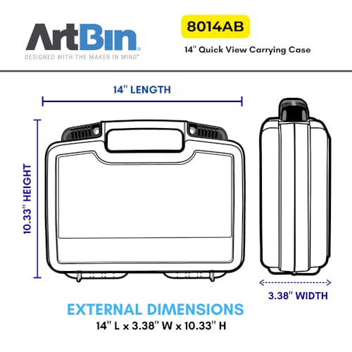 ArtBin 8014AB 14 Inch Quick View Carrying Case - 14 in. x 3.375 in. x 10.25 in., Lockable Art and Craft Supply Storage with Latches and Handles, Portable, Clear - size: 14 inch - Standard