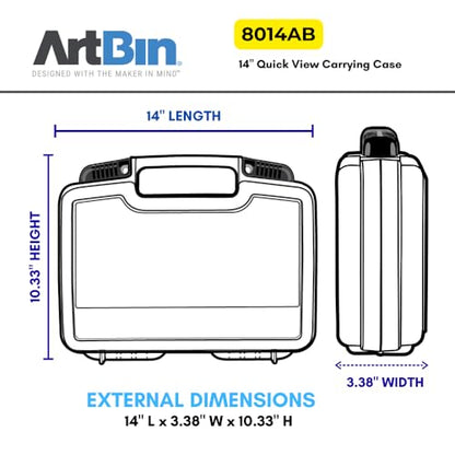 ArtBin 8014AB 14 Inch Quick View Carrying Case - 14 in. x 3.375 in. x 10.25 in., Lockable Art and Craft Supply Storage with Latches and Handles, Portable, Clear - size: 14 inch - Standard