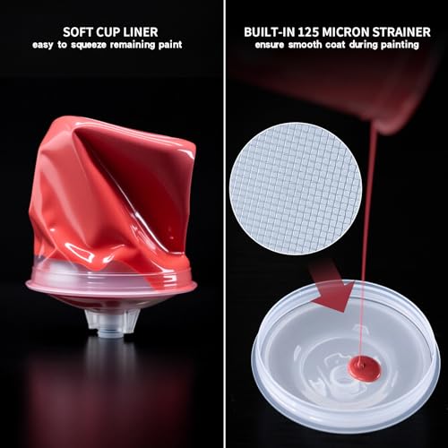 AEROPRO Tools Disposable Paint Cups Liners and Lid System, 50 Pack 6 Ounce (200ml) Kit for Spray Gun-50 Cup Liners, 50 Lids with Strainer, 1 Hard Cup with Retainer Ring, 20 Plugs, 2 Cup Adapters - size: 6 oz (Mini)