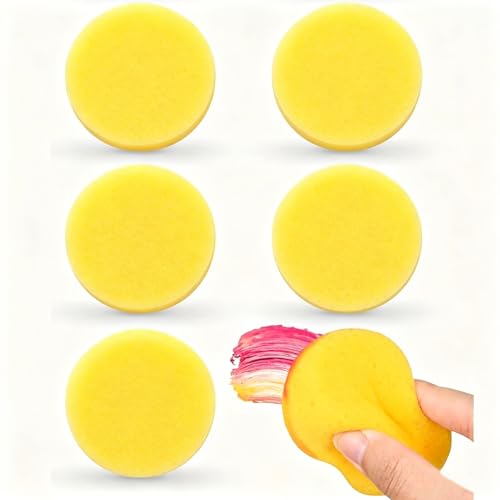 Pottery Craft Sponges, 6 Pcs Round Soft Clay Sponge, 2.76In Yellow Paint Sponges for Art & Craft Pottery Clay Cleaning Ceramics Wall Face Painting - size: 6PC