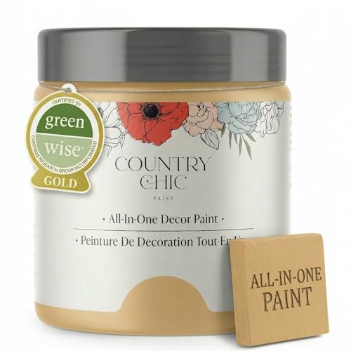 Country Chic All-in-One Chalk Paint for Furniture, Cabinets, Home Decor, Eco-Friendly, Matte Finish, Built-In Primer & Top Coat for Wood, Metal - Bee's Knees (Soft Yellow) - Pint 16 oz (475 ml) - color: Bee's Knees, size: 16 Fl Oz (Pack of 1)
