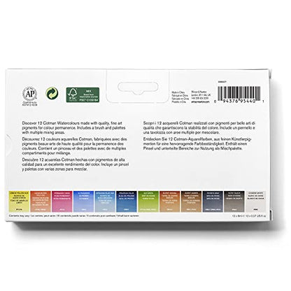 Winsor & Newton Cotman Watercolor Paint Set, 12 Colors, 8ml (0.27-oz) Tubes w/ Brush - style: 12 Tube Travel Set 8ml
