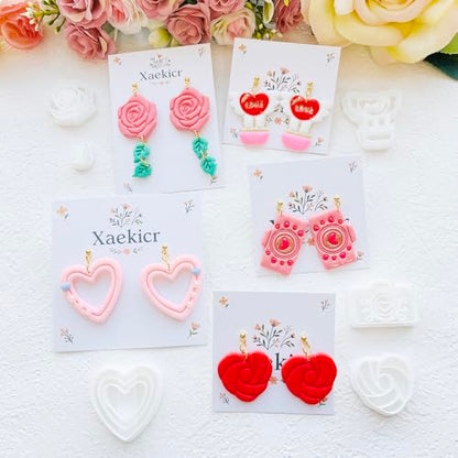 Valentine’s Day Polymer Clay Cutters Set – Romantic Polymer Clay Molds, Clay Cutters, Clay Earring Cutters, Clay Tools - color: 2H color