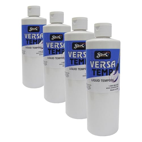 Sax Versatemp Heavy-Bodied Tempera Paint, White, 1 Pint - 1440695, 16 Fl Oz (Pack of 4) - size: 16 Fl Oz (Pack of 4)