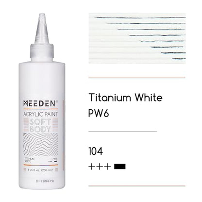 MEEDEN Titanium White Acrylic Paint: Matte Finish 250ml/8.45oz Soft Body Bulk Acrylic Colors in Squeeze Bottle - Fluid Flow Art Paints for Adults Artists Canvas Art Painting - color: Titanium White