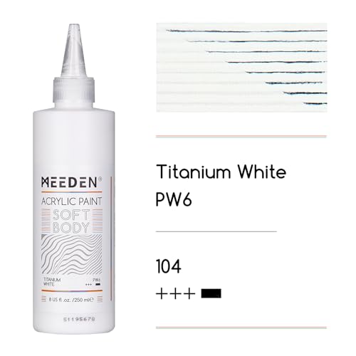 MEEDEN Titanium White Acrylic Paint: Matte Finish 250ml/8.45oz Soft Body Bulk Acrylic Colors in Squeeze Bottle - Fluid Flow Art Paints for Adults Artists Canvas Art Painting - color: Titanium White