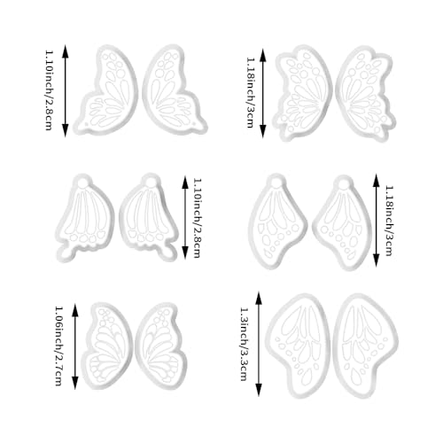 Xaekicr 12 Pairs Butterfly Wing Polymer Clay Cutters - Detailed Texture Jewelry Making Tools for Earrings & DIY Crafts, Soft Clay Shaping Molds - color: 2E color