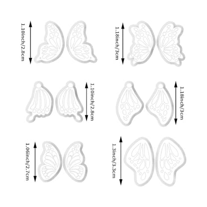 Xaekicr 12 Pairs Butterfly Wing Polymer Clay Cutters - Detailed Texture Jewelry Making Tools for Earrings & DIY Crafts, Soft Clay Shaping Molds - color: 2E color