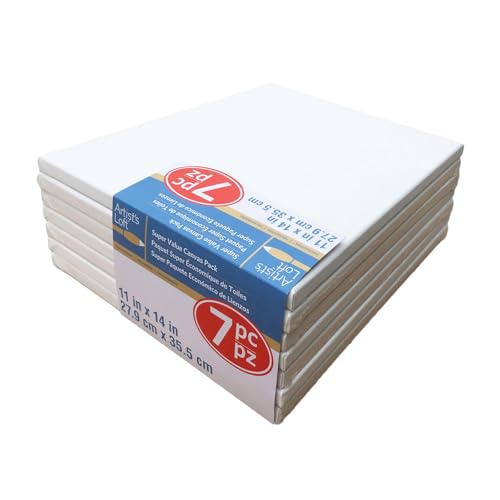 Artist's Loft 7 Count 11” x 14” Super Value Canvas Necessities - Acid Free Cotton Canvas for Paint, Acrylic, & Oils - 1 Pack - size: 11 x 14 inches