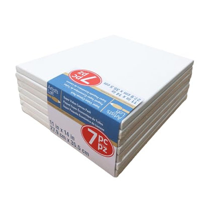 Artist's Loft 7 Count 11” x 14” Super Value Canvas Necessities - Acid Free Cotton Canvas for Paint, Acrylic, & Oils - 1 Pack - size: 11 x 14 inches