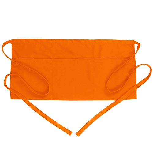 BOHARERS Waist Apron with 3 Pockets - Orange Waitress Waiter Server Short Apron - color: E-1 Pack Orange