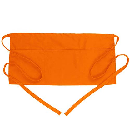 BOHARERS Waist Apron with 3 Pockets - Orange Waitress Waiter Server Short Apron - color: E-1 Pack Orange