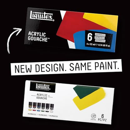Liquitex Professional Acrylic Gouache Paint, 6 x 59ml (2-oz), Primaries Set - style: Primaries Set 6 x 59ml (2-oz)