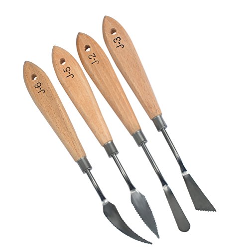 FOCCTS 13 Pcs Palette Knife Set, Stainless Steel Spatula Knives, Wooden Handle Painting Pallet Knife Set for Oil, Acrylic Mixing, 13 Distinctive Blade Shapes