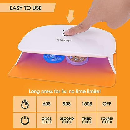 Akisey 2 Pack UV Light for Resin - Large Size Foldable UV Resin Light & Portable Mini Lamp for Resin Molds Curing, Jewelry Making, DIY Craft, Fast Curing & Timing Function