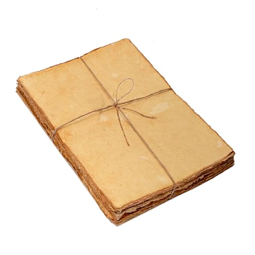 50 Pack Cotton Watercolor Paper with Deckle Edge 200 GSM Rough Textured Watercolor Paper for Writing Anique - color: Anique, size: 8 X 6 Inches