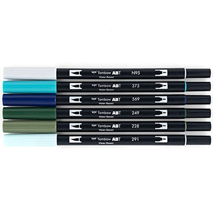 Tombow 56227 Dual Brush Pen Art Markers, Wonderland, 6-Pack. Blendable, Brush and Fine Tip Markers, Portrait, 1 Count (Pack of 6)