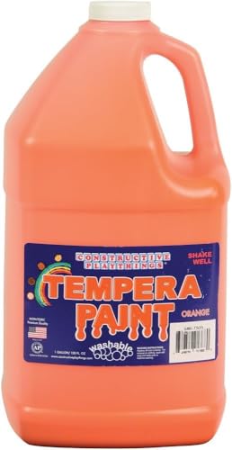 Constructive Playthings Washable Tempera Paint for Kids, Classroom Painting Supplies, 1 Gallon, Orange - color: Orange, size: 128 Fl Oz (Pack of 1)