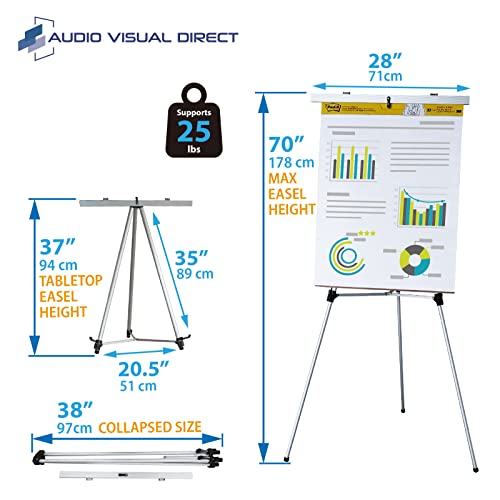 Audio-Visual Direct Lightweight Aluminum Flip-Chart Presentation Easel, 70 Inches, Silver - color: Silver, size: 1 Easel