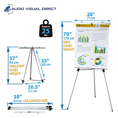 Audio-Visual Direct Lightweight Aluminum Flip-Chart Presentation Easel, 70 Inches, Silver - color: Silver, size: 1 Easel