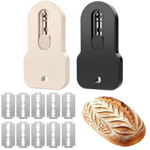 AMLLLC 2PCS Bread Lame Sourdough Scoring Tool - Magnetic Dough Scoring Tool with Blade Lock,Scoring Knife for Bread Baking,Bread Razor for Homemade Sourdough Scorer Tool,Includes 10 Razor Blades