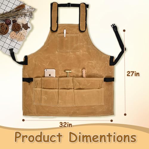 Urby Big and Tall Plus Size Work Apron: Flame Resistant Leather Welding Apron, Wood and Workshop Canvas. Butcher Rubber. - style: Plus Size: Waxed Canvas
