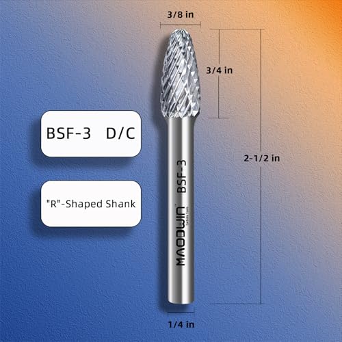 SF-3 Double Cut Carbide Rotary Files 3/8" Cutting Diameter 3/4" Cutting Length 1/4" Shank Carbide Burr Bits for Multi-Surface Grinding, 3D Carving & Complex Contouring - style: SF-3