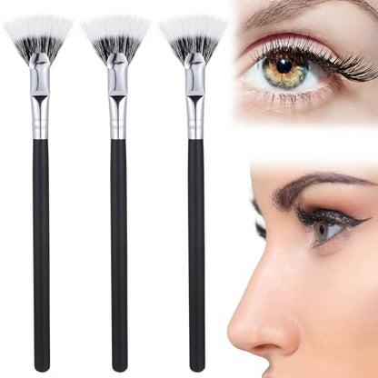 3pcs Angled Fan Lash Brush Set Double-layer Mascara Brush for Eye Makeup Lash Applicator Tool Cosmetic Fan for Precision Styling