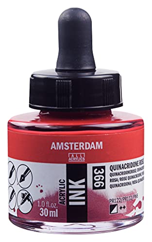 Amsterdam Acrylic Ink Bottle 30 ml Quinacridone Rose 366 (17203660) - color: Quinacridone Rose, size: 1 fl oz