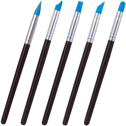 SmallCat 5 Pcs Silicone Paint Brushes, Flexible Clay Carving Tools, Professional Sculpting Tools for Handicraft Pottery Artwork Shaping Carving DIY- Blue (8mm) - color: Blue (8mm)