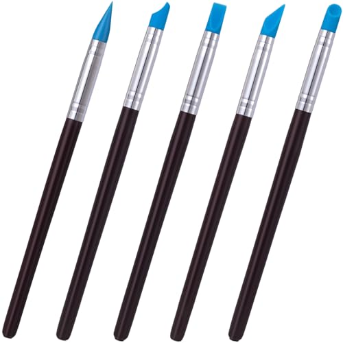 SmallCat 5 Pcs Silicone Paint Brushes, Flexible Clay Carving Tools, Professional Sculpting Tools for Handicraft Pottery Artwork Shaping Carving DIY- Blue (8mm) - color: Blue (8mm)