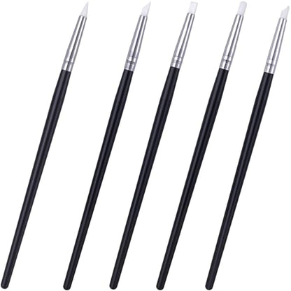 SmallCat 5 Pcs Silicone Paint Brushes, Flexible Clay Carving Tools, Professional Sculpting Tools for Handicraft Pottery Artwork Shaping Carving DIY- White (5mm) - color: White (5mm)
