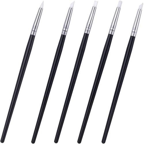SmallCat 5 Pcs Silicone Paint Brushes, Flexible Clay Carving Tools, Professional Sculpting Tools for Handicraft Pottery Artwork Shaping Carving DIY- White (5mm) - color: White (5mm)