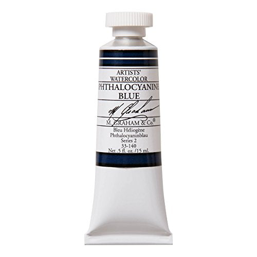 M. Graham 1/2-Ounce Tube Watercolor Paint, Phthalo Blue - color: Phthalocyanine Blue, style: .5 oz. (15 ml)