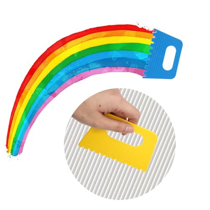 4 Pcs Paint Texture Tools, Plastic Paint Scraper Supplies Kit, Plaster Tools for Texture Art on Canvas Putty Acrylic Plaster Arts Pottery Scraper Tool
