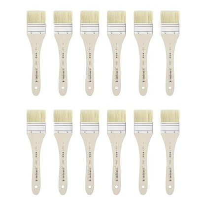 XDT#2806 Hake Artist Paint Brush 12 Piece Set #1.57in, Hog Bristle Flat Brushes for Painting, Acrylic Oil Watercolor - size: #3 12Pc Set