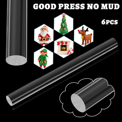 Clabby 6 Pieces Acrylic Clay Roller Plastic Clear Round Tube Roller Pin Polymer Clay Tools for DIY Handmade Crafts Handmade Art Supplies, 6.5 x 0.5 Inch - size: 6.5 x 0.5 Inch