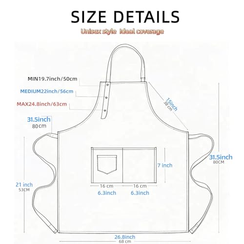 Kitchen Cooking Apron for Women Men Water-Resistant Artist Barista Baking Craft Catering Work Bib with Large Pockets - color: Red