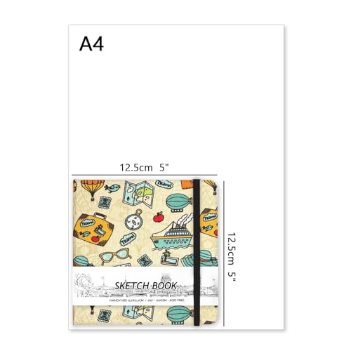 5" x 5" Hardcover Sketch Book,Small Mixed Media Sketch Pad,58 Sheets 150GSM Acid-Free Artist Drawing Paper,Travel Journal Blank Notebook for Adults Painting,Illustration,Art Supplies.Travel - color: 150gsm Cloth-travel