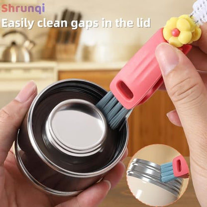 3 in 1 Bottle Cleaning Brush Set, Multifunction Silicone Cup Lid Gap Cleaner, Home Kitchen Crevice Cleaning Tools, Cute Colorful Rabbit，3 Pcs - color: 3pcs Multicolor