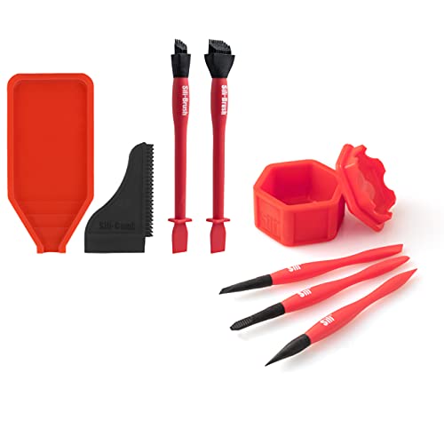 Sili Glue Brush Kit & Sili Tray with Roller, Reusable Small Brushes for Crafts, Arts & Hobby