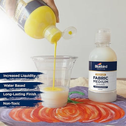 BLUEBIRD Fabric Medium - Textile Medium for Fabric Painting, Prevents Flaking, Ideal for Clothes, Accessories, and More (8.5 Fl Oz / 250 ML) - size: 8.5 Fl Oz (Pack of 1)