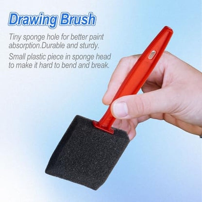 SmallCat 5 PCS Foam Paint Brushes, 4", 3", 2", 1.4'', 1" Foam Sponge Brushes for Varnishes, Reusable Sponge Brushes with Wood Handles for Painting, Staining, and DIY Crafts - Black, 5 Sizes - size: 5pcs, 5sizes