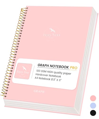 FLYING EAGLE 8.5 x 11 Large Graph Notebook Journal Spiral Graph Grid Notebook 210 Pages Hardcover Notebook Engineering Paper Notebook Graphing Notebook for Men Women, Pink - color: Pink, size: Graph