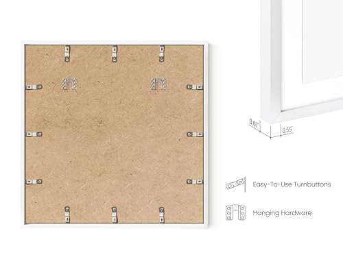HAUS AND HUES 20x20 White Metal Picture Frames Matted to 16x16 - Features Premium Aluminum & Hanging Hardware, Shatterproof Plexiglass - Ideal for Home, Room, Office (20x20 in, White, Set of 15) - color: White Metal, size: 20x20 in, style: Set of 15