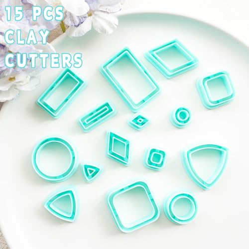 Tainsky Organic Shapes Clay Cutters for Polymer Clay Jewelry, 15 Shapes Basic Shapes Polymer Clay Cutters for Earrings - color: Basic-A
