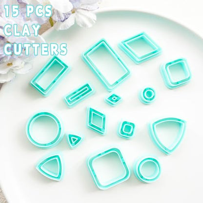 Tainsky Organic Shapes Clay Cutters for Polymer Clay Jewelry, 15 Shapes Basic Shapes Polymer Clay Cutters for Earrings - color: Basic-A