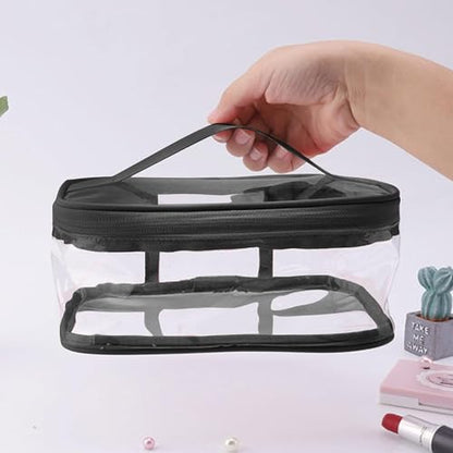Black Makeup Bag Zipper Waterproof Portable Travel Storage Pouch 2 Pcs - color: Black