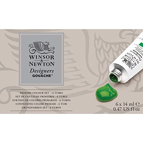 Winsor & Newton Designers' Gouache Primary Color 6-Tube Paint Set, 14ml - style: Primary Set 6 x 14ml