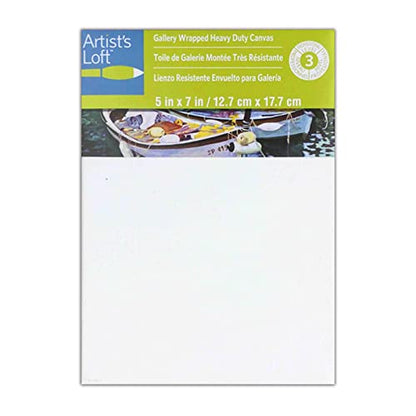 Artist's Loft 5" x 7" Level 3 Gallery Wrapped Heavy Duty Canvas - Archival, Acid Free Cotton Canvas for Paint, Acrylic, & Oils - Bulk 12 Pack - size: 5\ x 7\